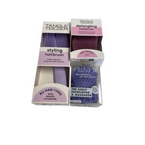 Tangle Teezer Styling Brush, Detangling Hairbrush, and Scalp Exfoliator 3pc